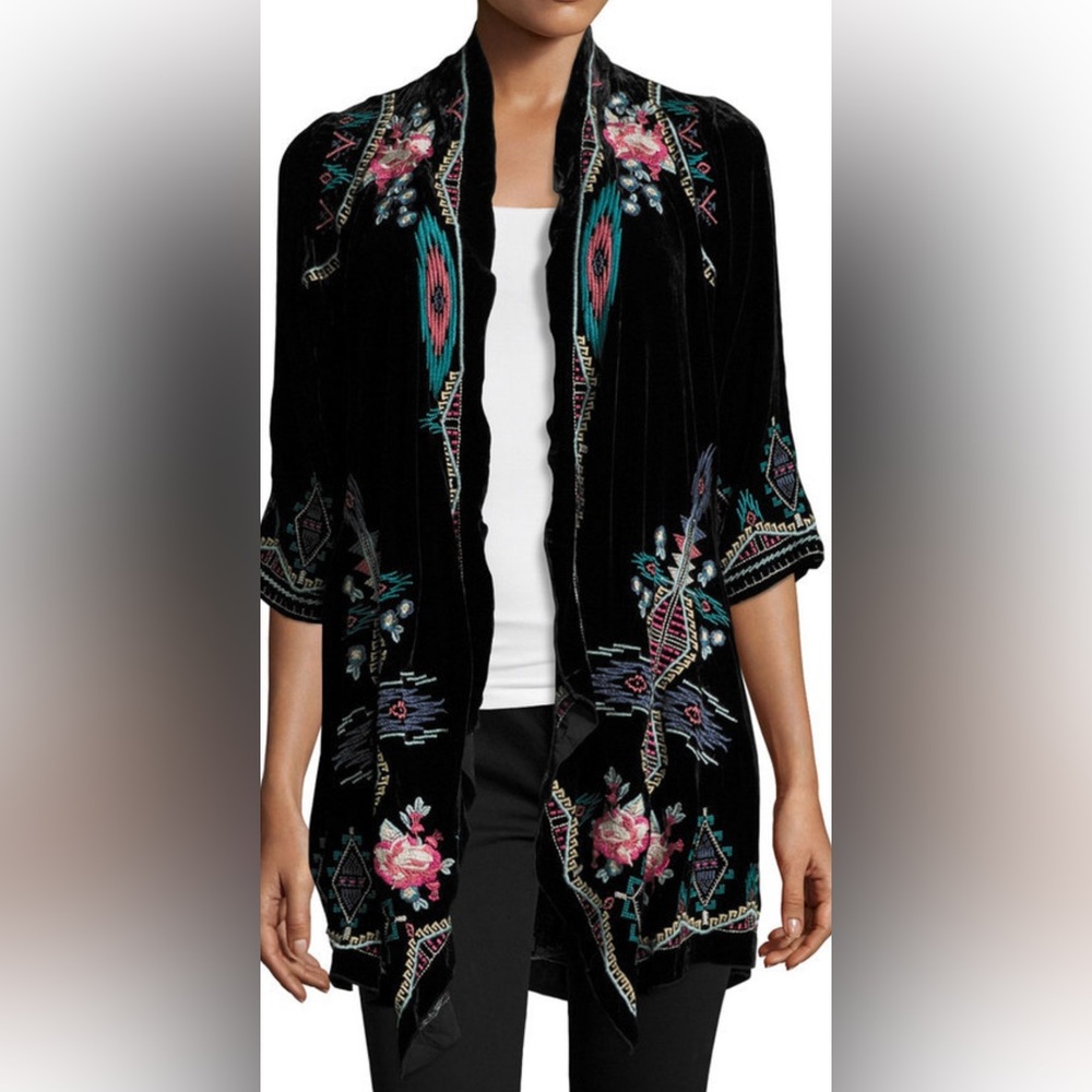 Johnny Was Aveza Velvet Cardigan